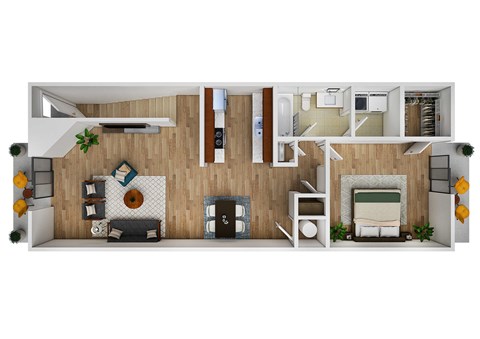 Floor plan for 1 bed, 1 bath, 920 sqft